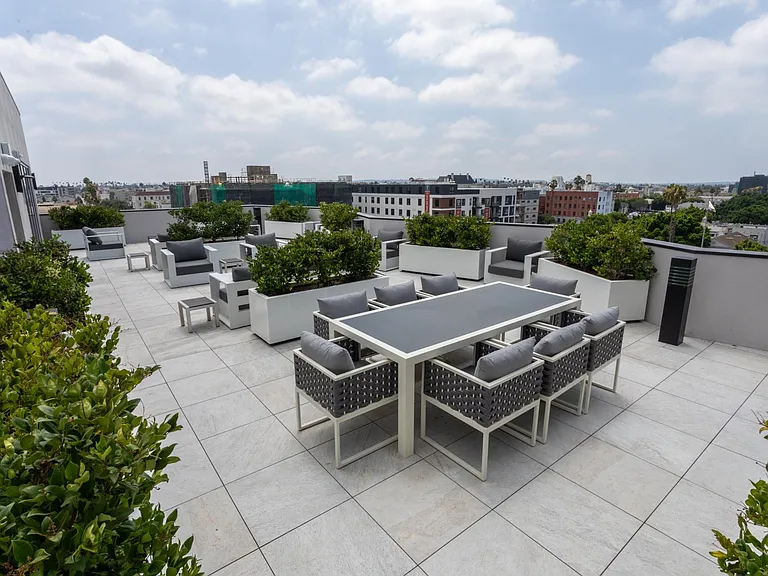 Rooftop Deck with gas bbq grill and fire pit.