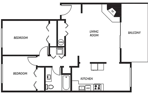 Floor plan Two Bedroom One Bath