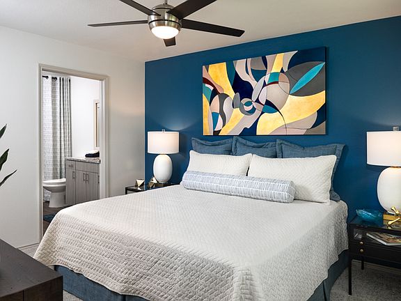 Spacious bedrooms with ceiling fans and light kit