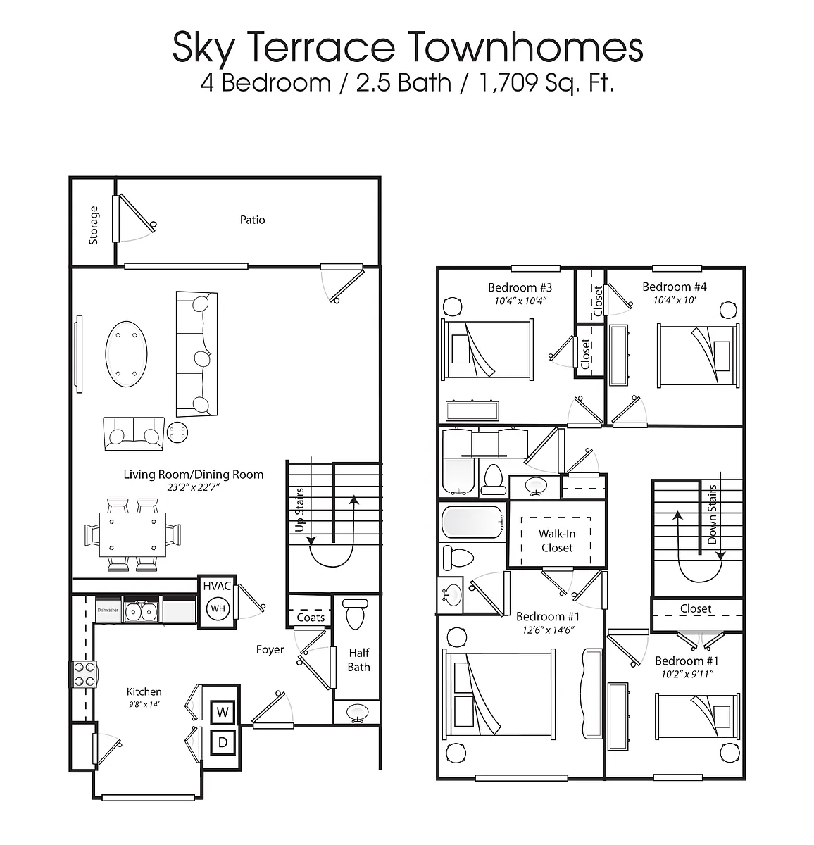 Floor plan 4 Bedroom 2.5 Bath MKT
