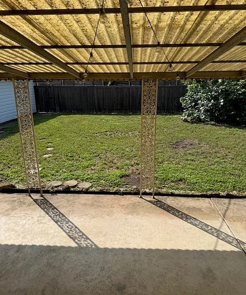 Covered patio and shared backyard