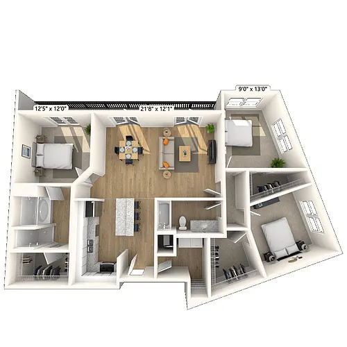 Floor plan Traditional 3x2 1476 SF