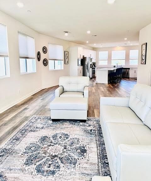 Open living room and kitchen