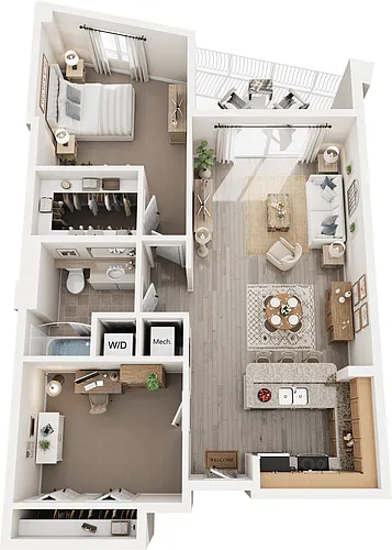 Floor plan A7- One Bed + Den