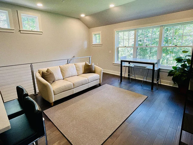 Huge living room with high ceilings