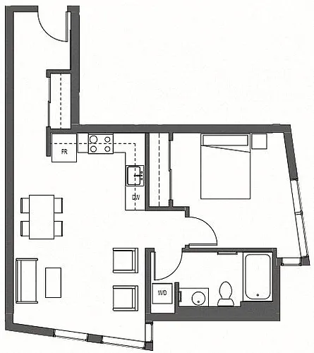 Floor plan One Bedroom - A12, A13