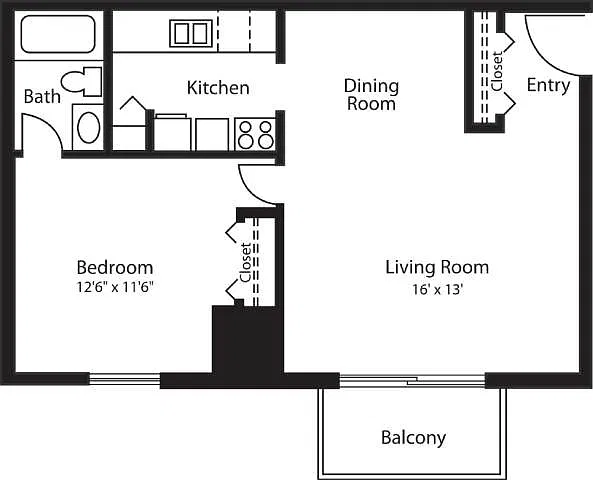 Floor plan The Gardens 1 Bedrooms