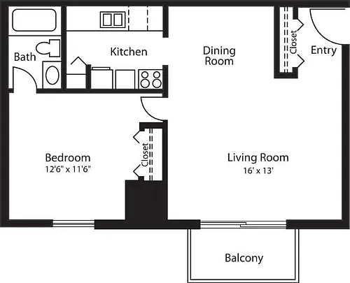 Floor plan The Gardens 1 Bedrooms