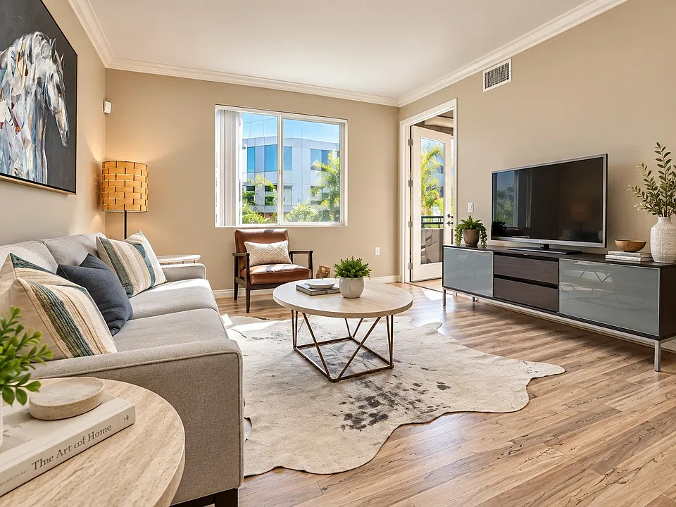 Elevate your living space at The Pointe with this inviting living room design. Bright and airy, it features modern furnishings and natural light, perfect for relaxation or entertaining. Schedule your tour today and envision your new lifestyle!