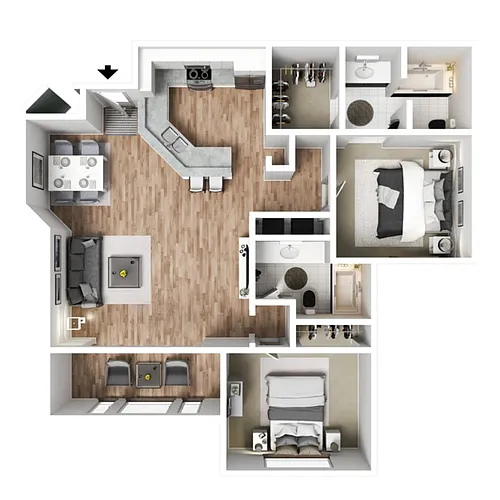Floor plan 2 X 2 B