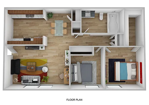 Floor plan 2 Bedroom/1 Bath