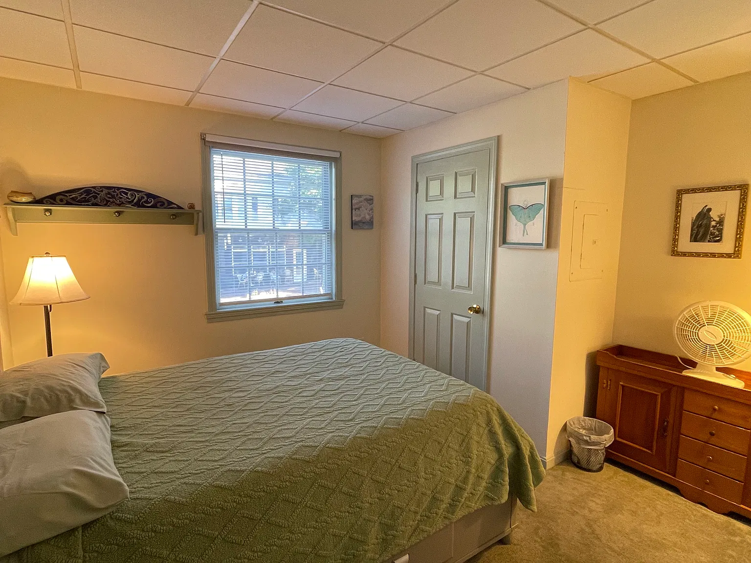 Front bedroom with room darkening shades.