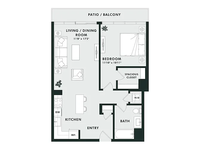 Floor plan B21 | 1 Bed | 1 Bath