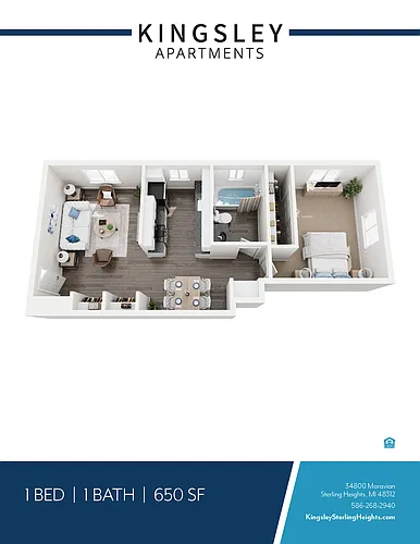 Floor plan 1 Bedroom 1 Bathroom