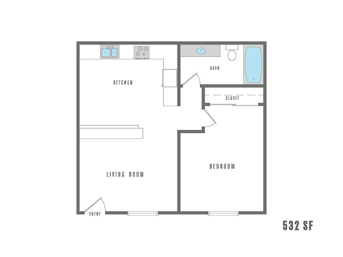 Floor plan 1 Bedroom 1 Bath