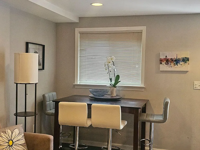 open sitting and dining area
