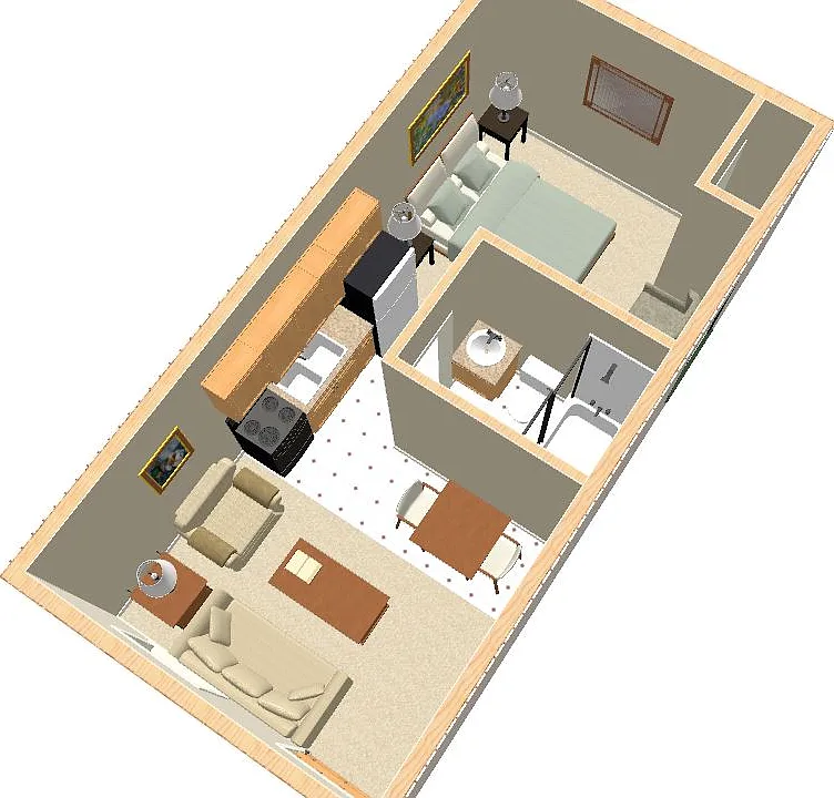 Pinnacle Ridge 1 Bedroom Floorplan -5 w furn_01242014