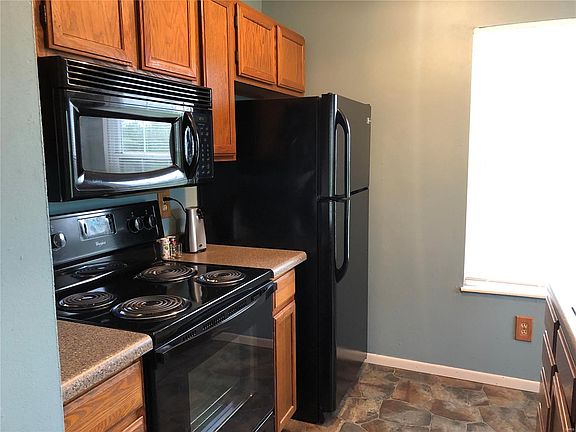 New stove/range that has never been used, newer microwave and newer fridge that stays with the property.  The flooring is newer 