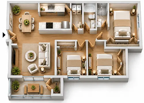 Floor plan Three Bedroom Flat