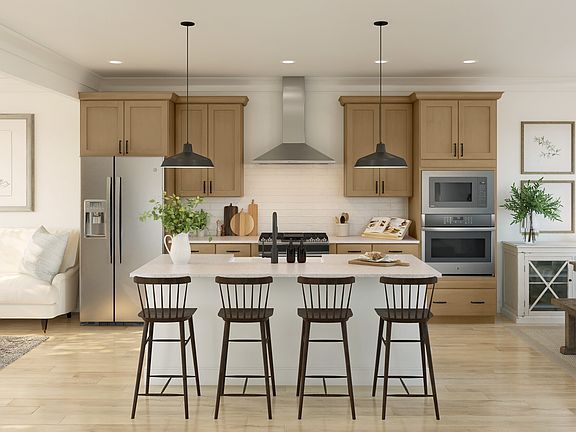 Pendant lighting over island