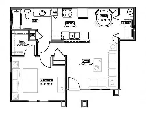 Floor plan 1 Bedroom Tax Credit