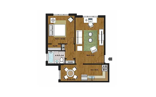 Floor plan Fremont 3310 - One Bedroom
