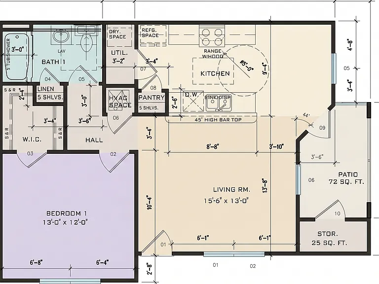 Open layout meticusly design floor plan featuring 750 Sqft of air conditioned space