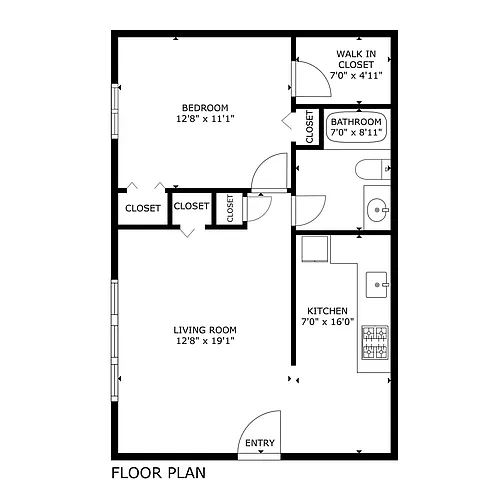 Floor plan 1 Bedroom Apartment
