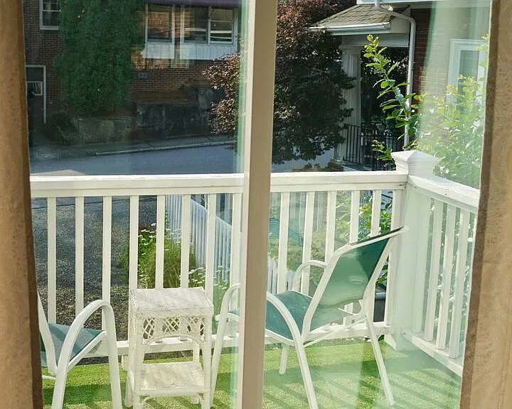 Balcony off bedroom upstairs.