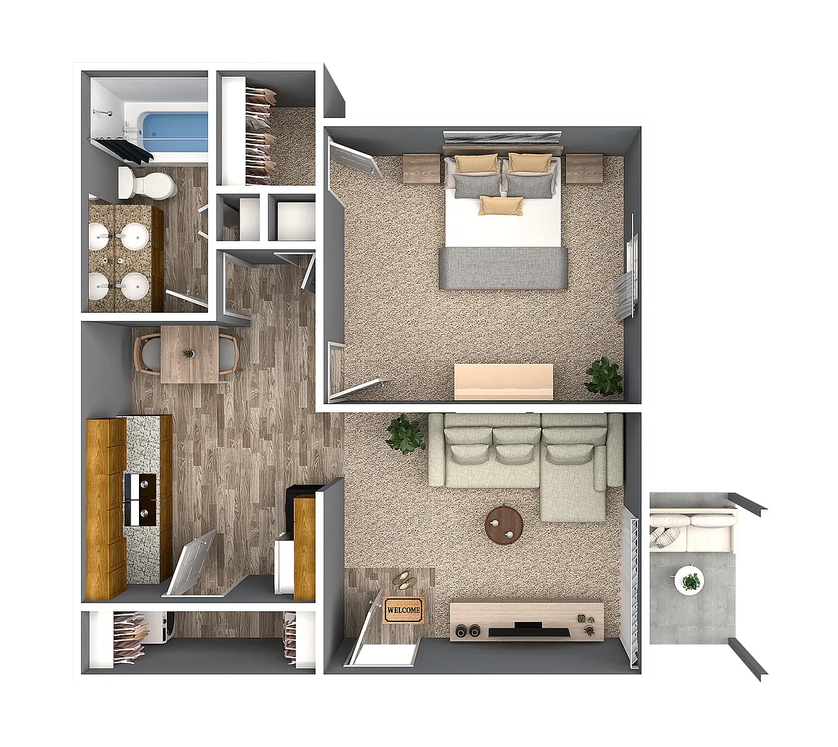 Floor plan 1 Bedroom 1 Bath