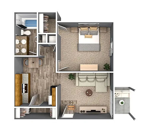 Floor plan 1 Bedroom 1 Bath
