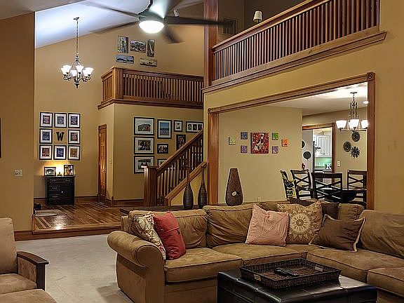 two story entry, living room