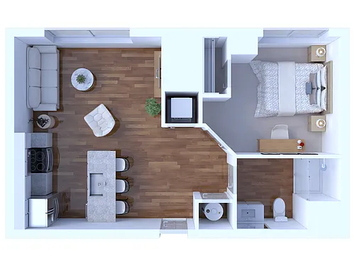 Floor plan 1 Bedroom/1 Bathroom-611