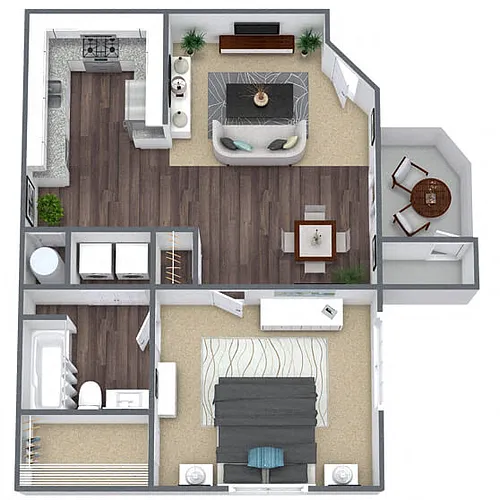 Floor plan A1: 1 Bed 1 Bath
