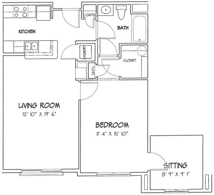 Floor plan 1BR-E