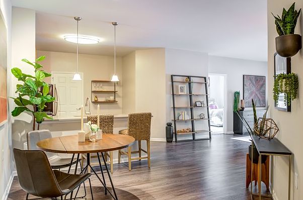 Dining area and kitchen/living room