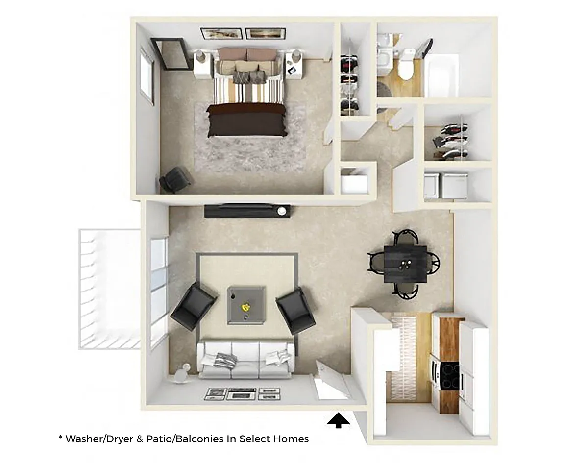 Floor plan 1 Bedroom 1 Bath