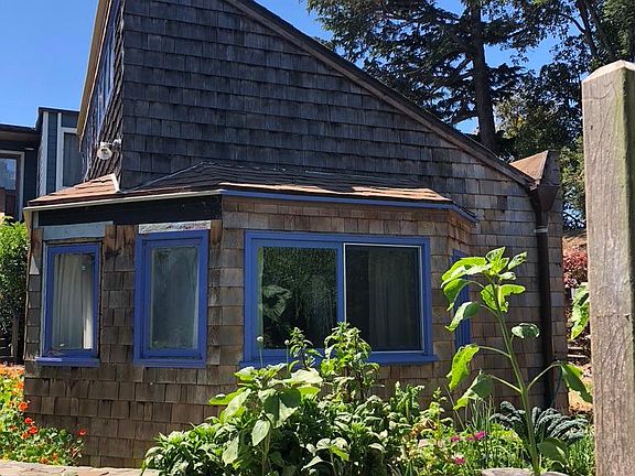 Back view of cottage and garden