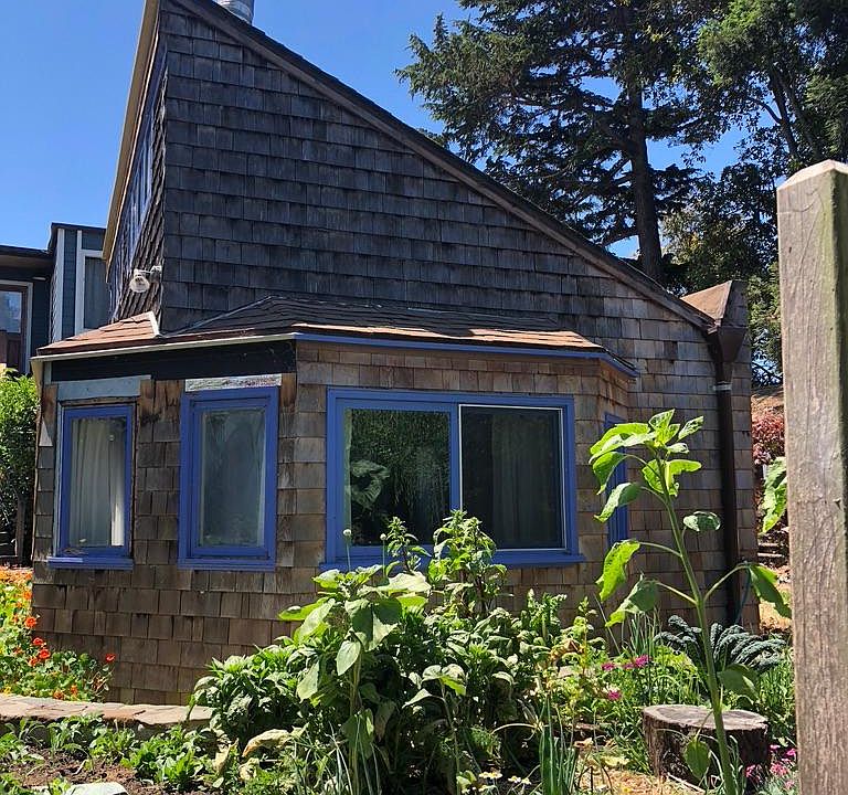 Back view of cottage and garden