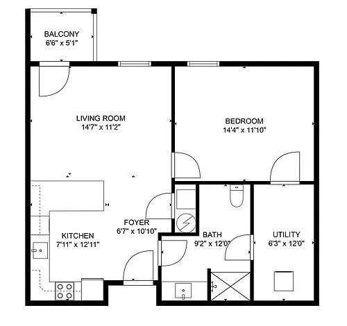 Floor plan Standard One Bedroom