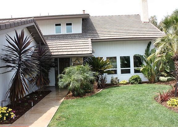 Professional landscaped front yard