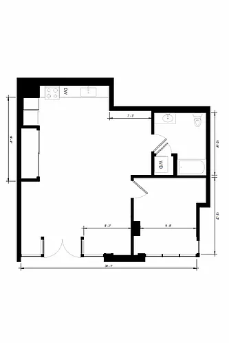 Floor plan One Bedroom Live/Work LW4