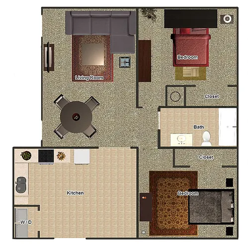Floor plan 2 Bedroom / 1 Bathroom