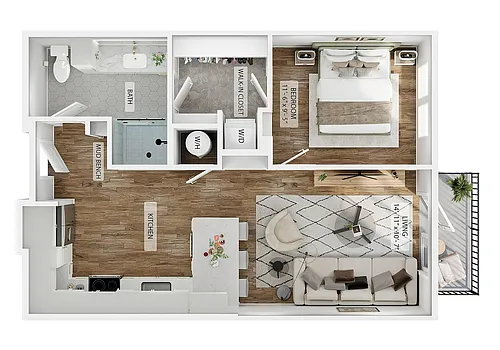 Floor plan 1BR/1BA - A1