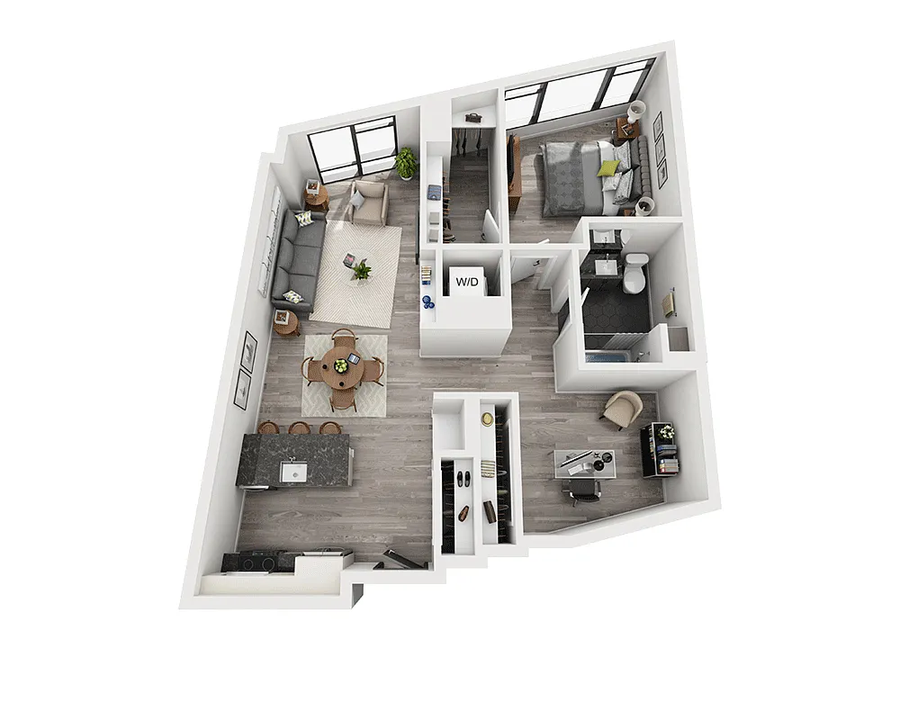 Floor plan One Bedroom A1BS-PH Penthouse