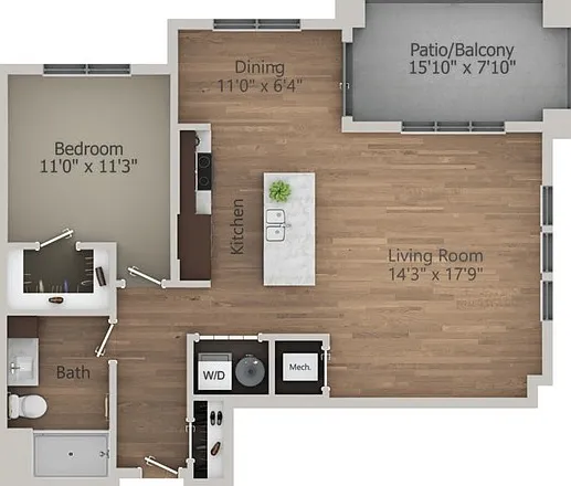 Floor Plan 1B | Arrabelle Apartments | Apartments in Cedarburg, WI Floor Plan 1B | Arrabelle Apartments | Apartments in Cedarburg, WI