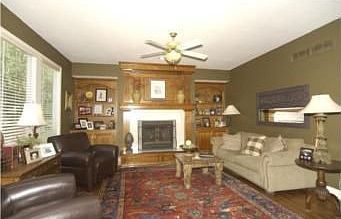 Great room with beautiful fireplace.