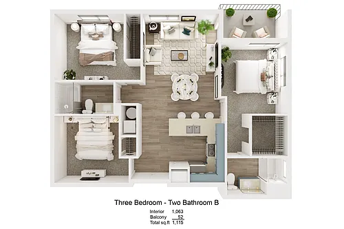 Floor plan Three Bedroom