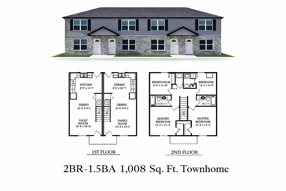 Floor plan 2BR-2BA Townhome
