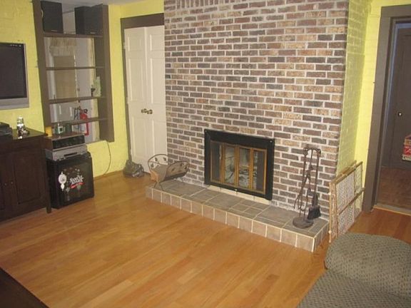 brick fireplace